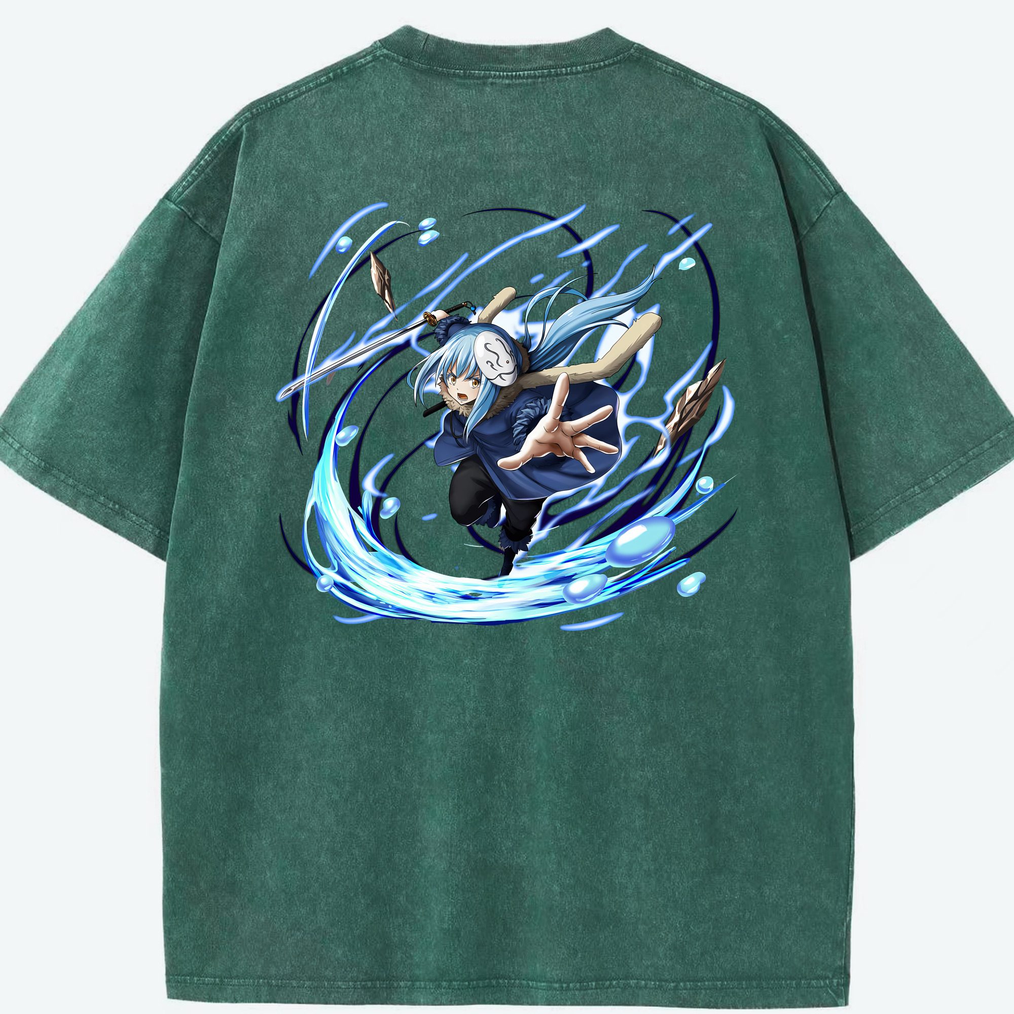 （画像用） 転スラ Regarding Reincarnated to Slime 綿100% ヴィンテージ風 半袖Tシャツ（背面プリント）
